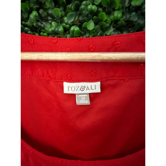 Roz & Ali, Red Sleeveless Blouse, women’s size 2X - Picture 4 of 6
